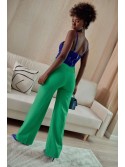 Pantaloni lati de dama cu sita, verde 50080 - Magazin online - Boutique